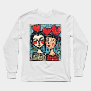 Lesbian Couple 2024 Valentines Day Drawing Long Sleeve T-Shirt